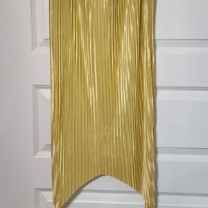 Zara Canary Yellow Pleated Midi Satin Skirt